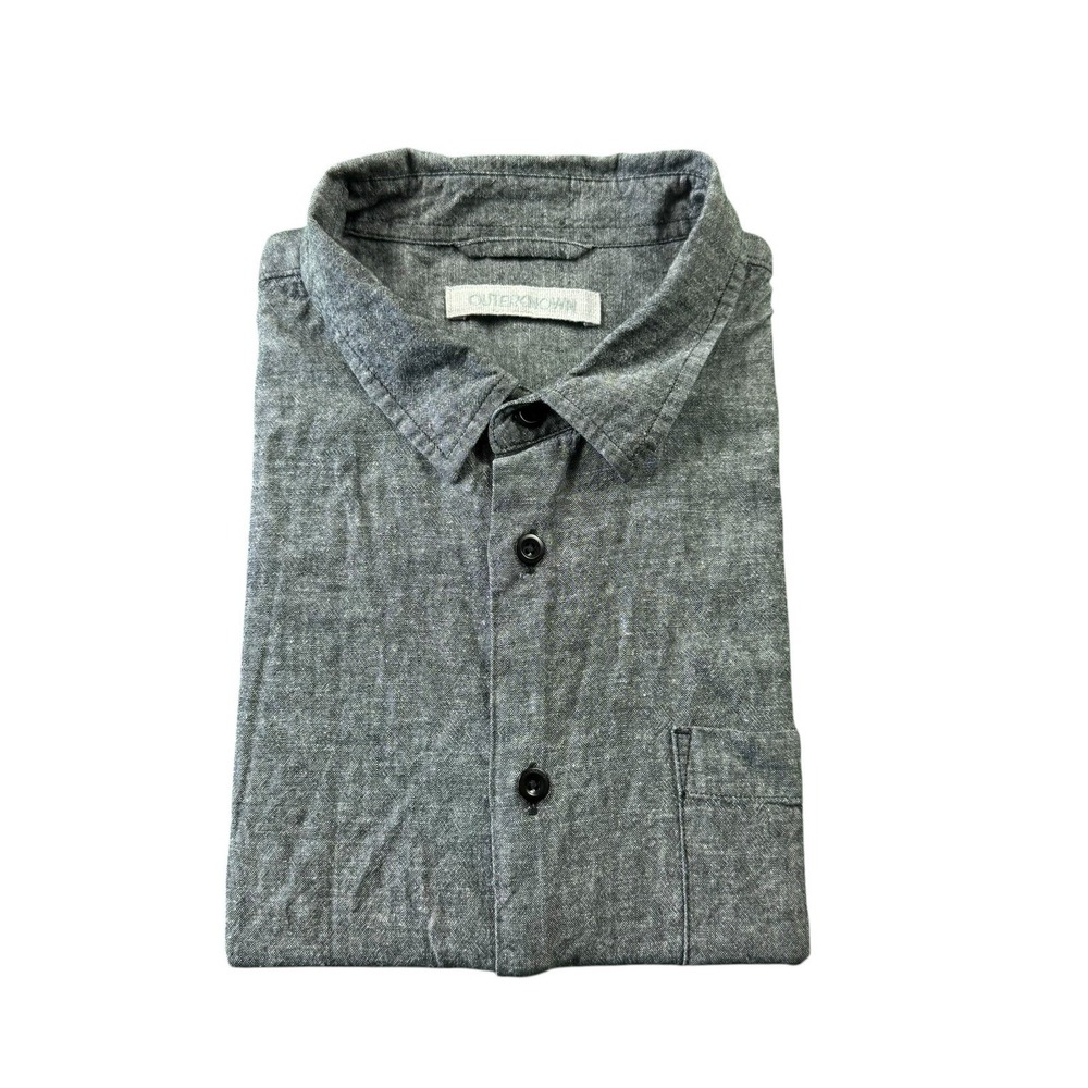 Outerknown Hemp Tencel Gray Short Sleeve Button Front Shirt Mens Size Large